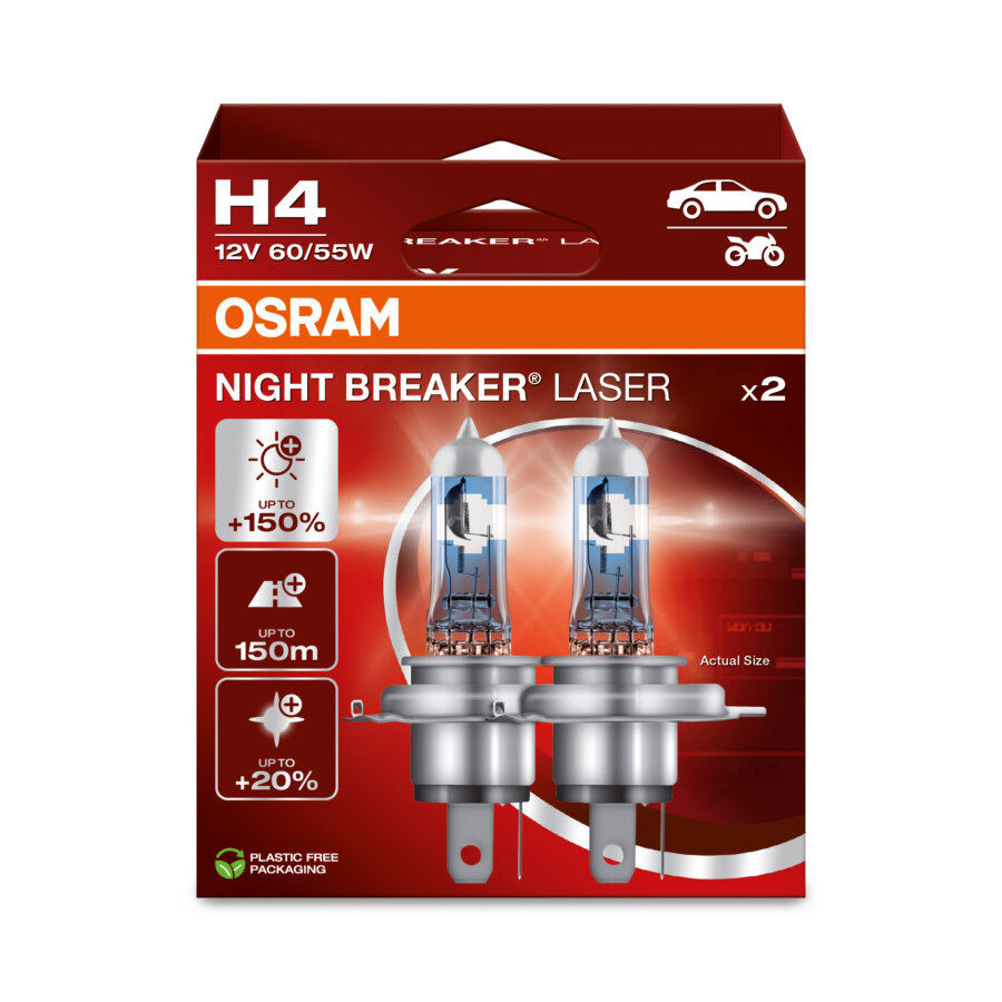 2 lampadine H4 12V OSRAM NIGHT BREAKER